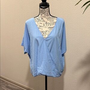 Sky Blue Women's V-Neck Blouse
